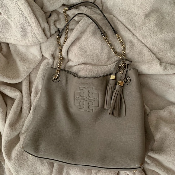 Beautiful Gray Soft Leather Tory Burch Purse - Picture 1 of 14